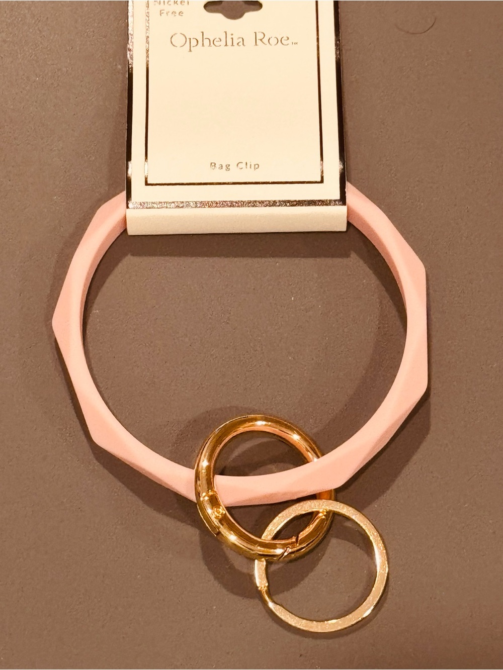NWT Ophelia Roe Pink Silicone Bangle Keyring Bag Clip
